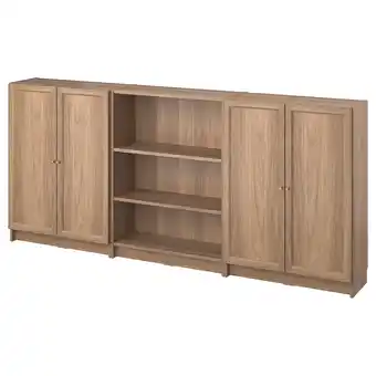 IKEA Billy / oxberg Boekenkast combinatie met deuren, eikenpatroon, 240x30x106 cm aanbieding
