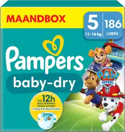 Amazon Pampers Baby-Dry Paw Patrol-editie Maat 5, 186 Luiers, 11kg-16kg aanbieding