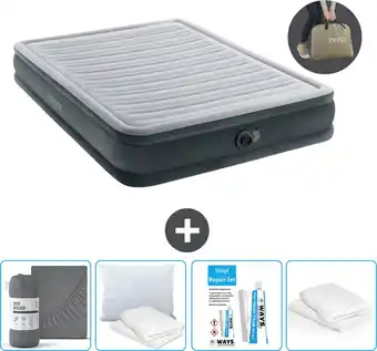 Praxis Intex Luchtbed - 2-Persoons - 152 x 203 x 33 cm - Grijs - Inclusief pomp - Accessoires CB19 aanbieding