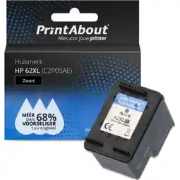 Bol.com PrintAbout huismerk Inktcartridge C2P05AE (62XL) Zwart Hoge capaciteit geschikt voor HP aanbieding