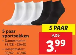 Lidl 5 paar sportsokken heren aanbieding