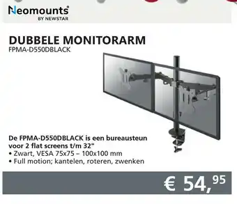 Informatique Neomounts by Newstar Dubbele monitorarm | FPMA-D550DBLACK aanbieding