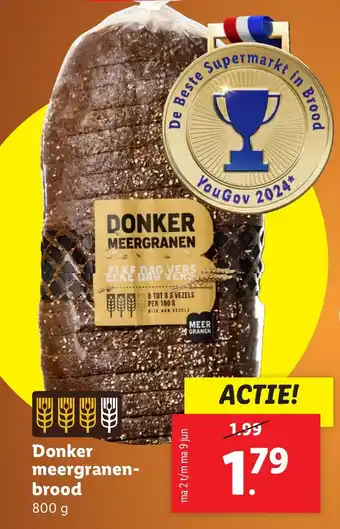 Lidl Donker meergranen brood aanbieding