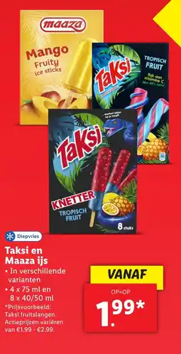 Lidl Taksi en Maaza ijs aanbieding