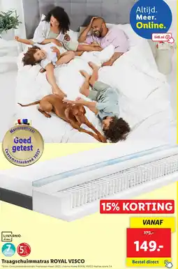 Lidl Traagschuimmatras royal visco aanbieding