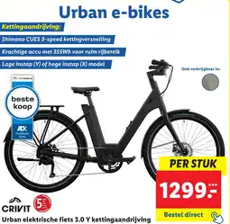 Lidl Crivit urban elektrische fiets 3.0 y kettingaandrijving aanbieding