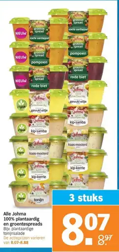 Albert Heijn Alle Johma 100% plantaardig en groentespreads aanbieding