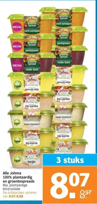 Albert Heijn Alle Johma 100% plantaardig en groentespreads aanbieding