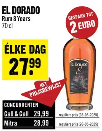 Dirck 3 El Dorado rum 8 years aanbieding