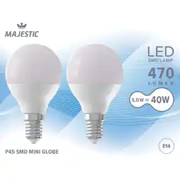 Albert Heijn Majestic Led kogel mat E14 40W aanbieding