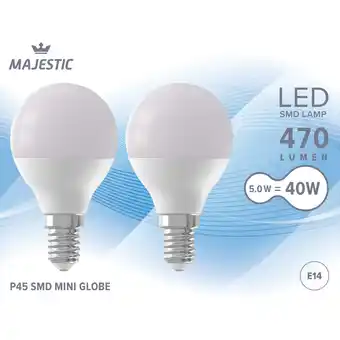 Albert Heijn Majestic Led kogel mat E14 40W aanbieding