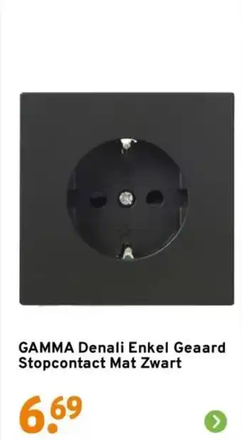 GAMMA GAMMA Denali Enkel Geaard Stopcontact Mat Zwart aanbieding