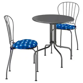 IKEA LÄckÖ Tafel+2 stoelen, buiten, grijs/klösan donkerblauw, 70 cm aanbieding