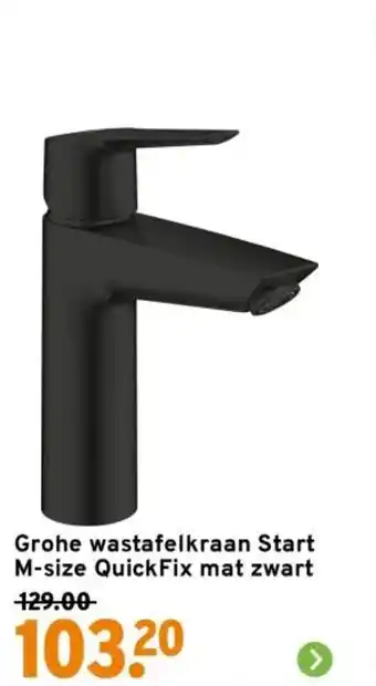 GAMMA Grohe wastafelkraan Start M-size QuickFix mat zwart aanbieding
