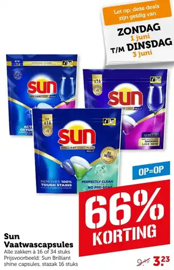Coop Sun Vaatwascapsules aanbieding