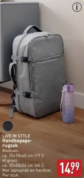 ALDI LIVE IN STYLE Handbagage-rugzak aanbieding