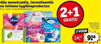 Kruidvat Alle menstruatie, incontinentie en intieme hygiëneproducten aanbieding