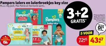 Kruidvat Pampers luiers en luierbroekjes key size aanbieding