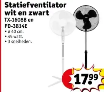 Kruidvat Statiefventilator wit en zwart aanbieding