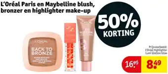 Kruidvat L'Oréal Paris en Maybelline blush, bronzer en highlighter make-up aanbieding