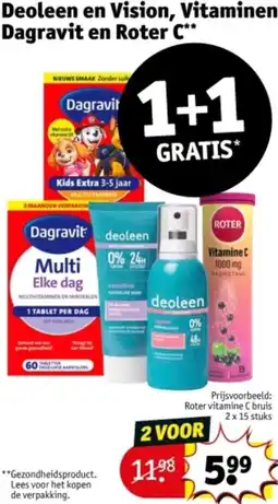 Kruidvat Deoleen en Vision, Vitaminen Dagravit en Roter C aanbieding
