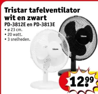 Kruidvat Tristar tafelventilator wit en zwart aanbieding