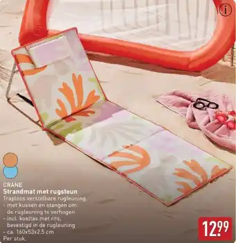 ALDI CRANE Strandmat met rugsteun aanbieding