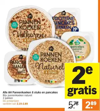 Albert Heijn Alle AH Pannenkoeken 8 stuks en pancakes aanbieding