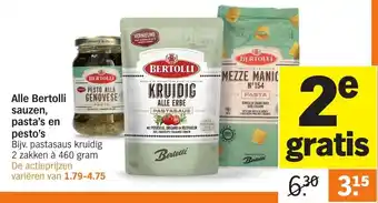 Albert Heijn Alle Bertolli sauzen, pasta's en pesto's aanbieding