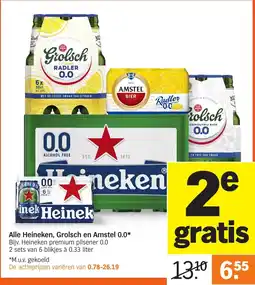 Albert Heijn Alle Heineken, Grolsch en Amstel 0.0 aanbieding