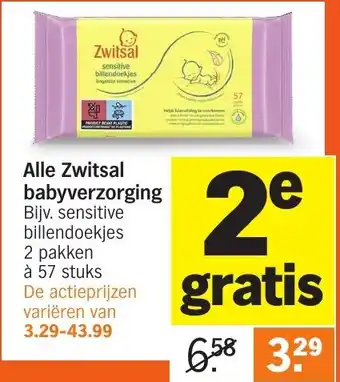 Albert Heijn Alle Zwitsal babyverzorging aanbieding