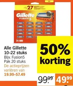Albert Heijn Alle Gillette 10-22 stuks aanbieding