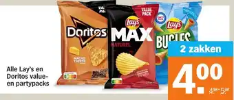 Albert Heijn Alle Lay's en Doritos value en partypacks aanbieding
