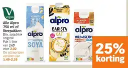 Albert Heijn Alle Alpro 750 ml of literpakken aanbieding