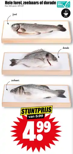 Dirk Hele forel, zeebaars of dorade aanbieding