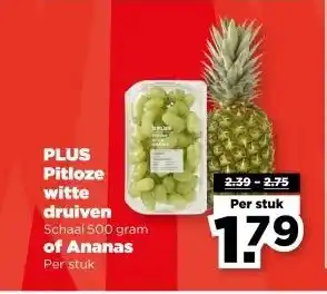 PLUS PLUS Pitloze witte druiven of Ananas aanbieding