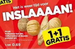 PLUS PLUS Italiaanse bol wit, volkorenbol of desem pistolet wit aanbieding