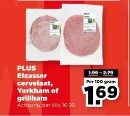 PLUS PLUS Elzasser cervelaat, Yorkham of grillham aanbieding