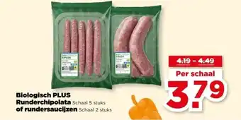 PLUS Biologisch PLUS Runderchipolata of rundersaucijzen aanbieding