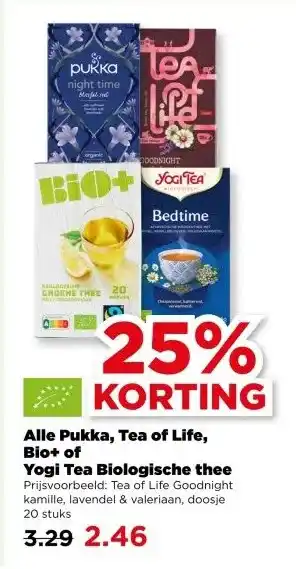 PLUS Alle Pukka, Tea of Life, Bio+ of Yogi Tea Biologische thee aanbieding