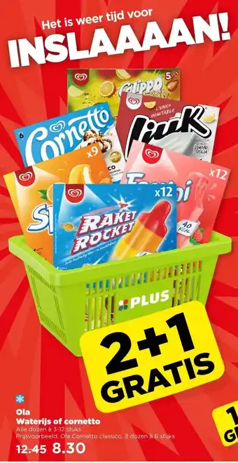PLUS Ola Waterijs of cornetto aanbieding
