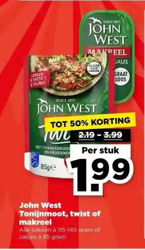 PLUS John West Tonijnmoot, twist of makreel aanbieding