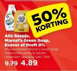 PLUS Alle Seepje, Marcel's Green Soap, Ecover of Dreft 0% aanbieding