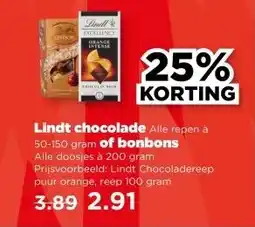 PLUS Lindt chocolade of bonbons aanbieding