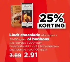 PLUS Lindt chocolade of bonbons aanbieding