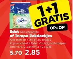 PLUS Edet of Tempo Zakdoekjes aanbieding