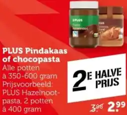 Coop PLUS Pindakaas of chocopasta aanbieding