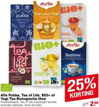 Coop Alle Pukka, Tea of Life, BIO+ of Yogi Tea Biologische thee aanbieding