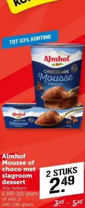 Coop Almhof Mousse of choco met slagroom dessert aanbieding