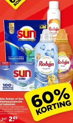 Coop Alle Robijn of Sun Vaatwascapsules of tabletten aanbieding